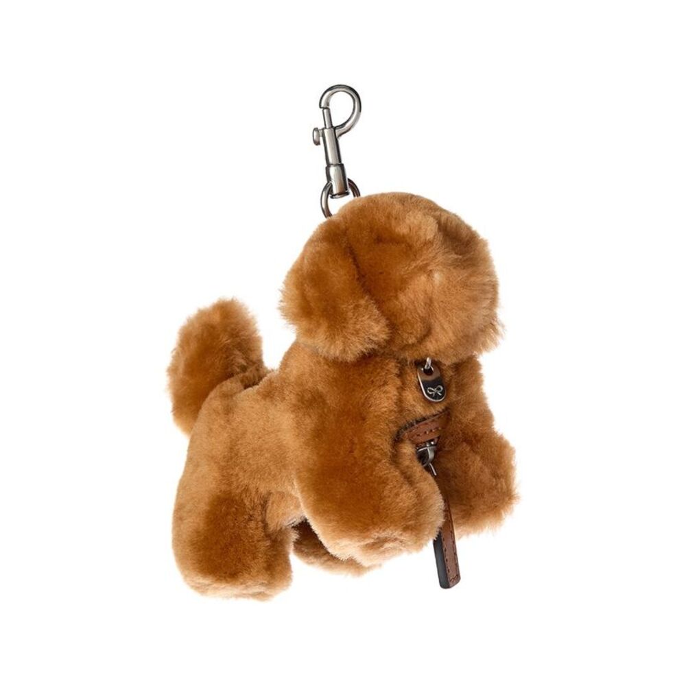 Anya Hindmarch Shearling Dog Poo Bag Charm, Brown